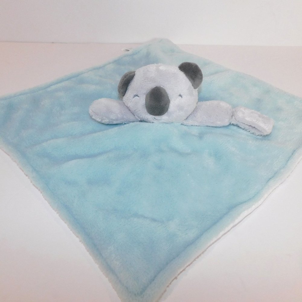 Carters Blue Gray Koala Bear Security Blanket Nunu Lovey with Pacifier Holder
